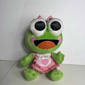 SWEET FROG FROZEN YOGURT PLUSH GIRL PROMO MASCOT 10" with PINK DRESS BOW 2011